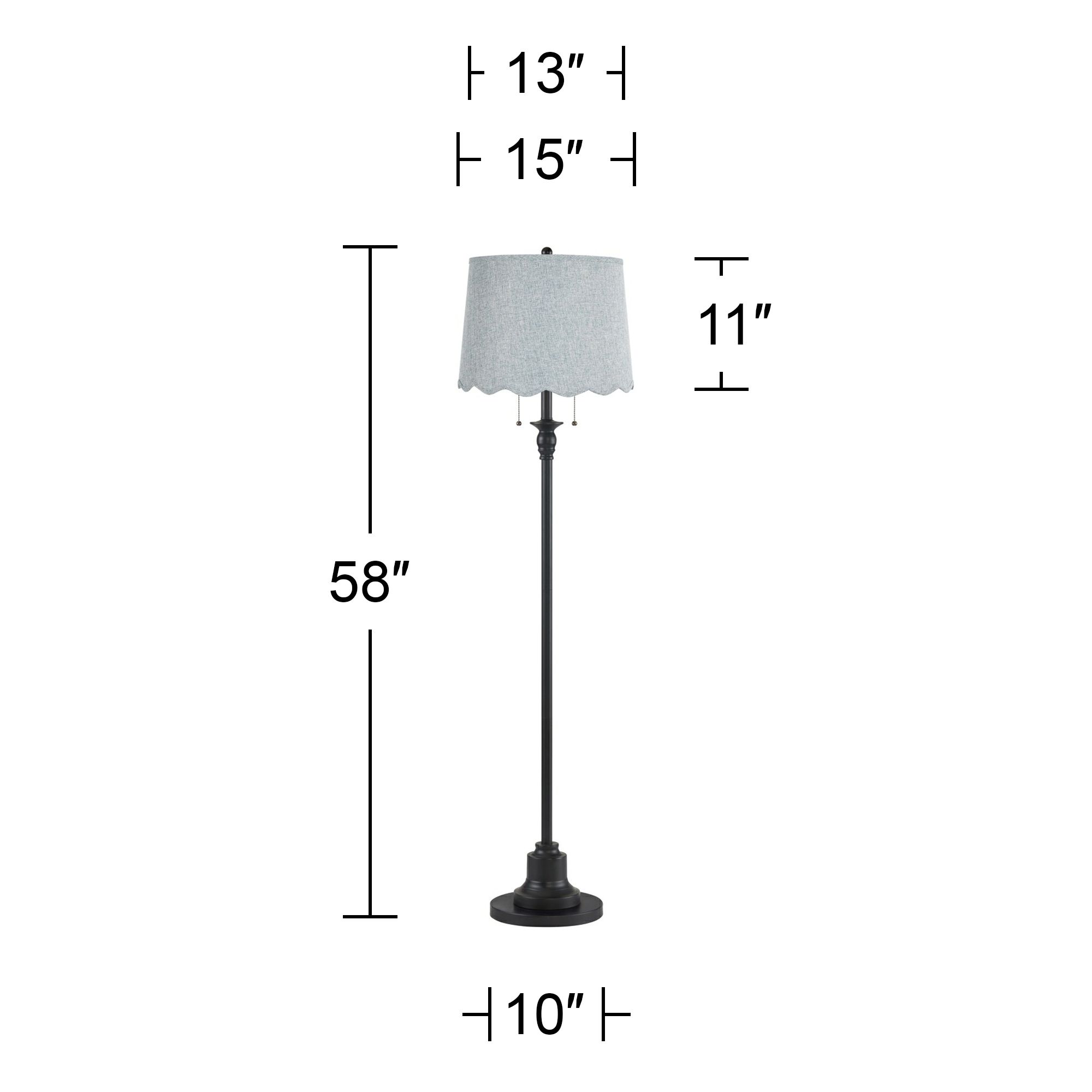 Image 5 Dyna Black Floor Lamp with Gunsmoke Scallop Shade more views