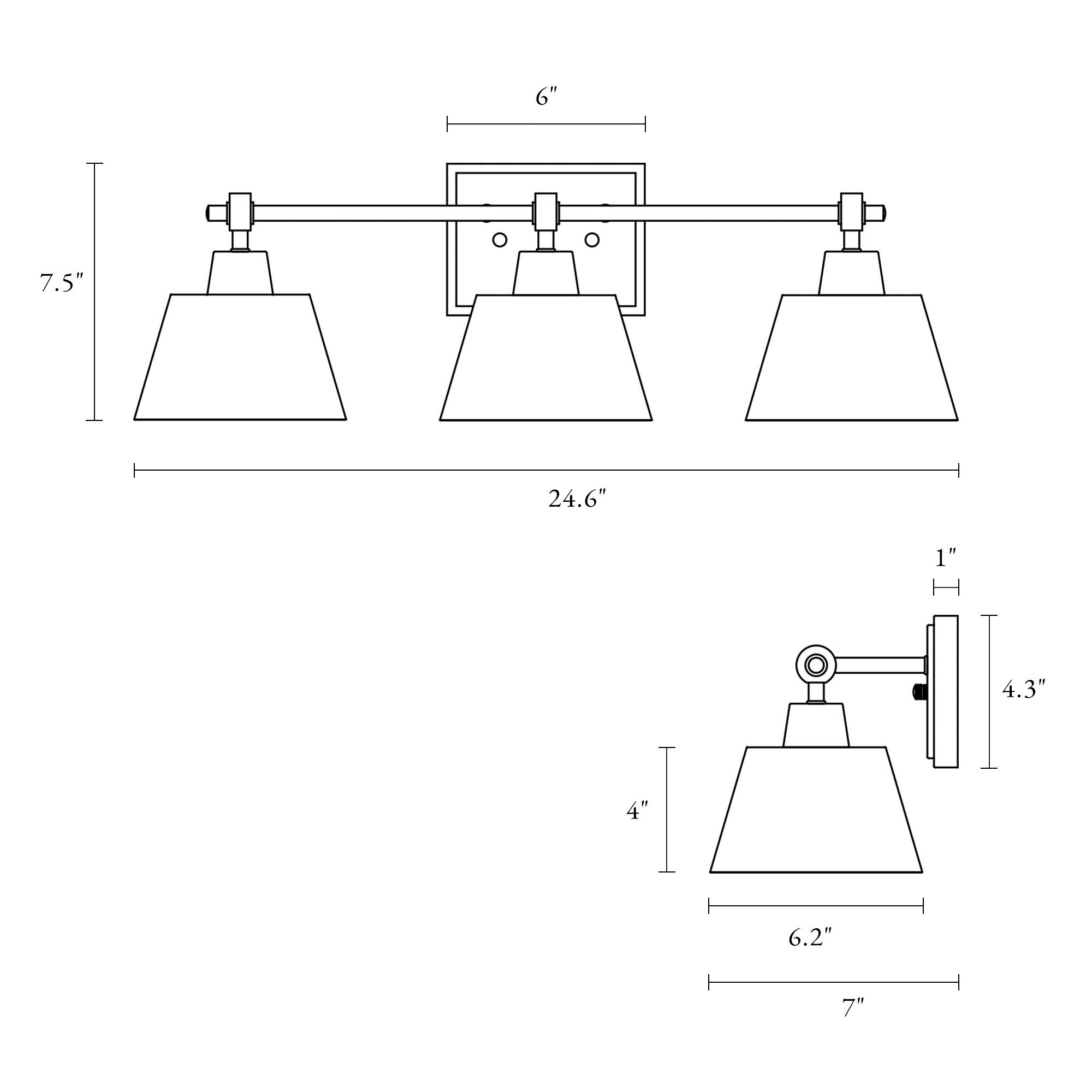 Image 3 Dyra 3-Light Black Gold Vanity Bath Lights more views