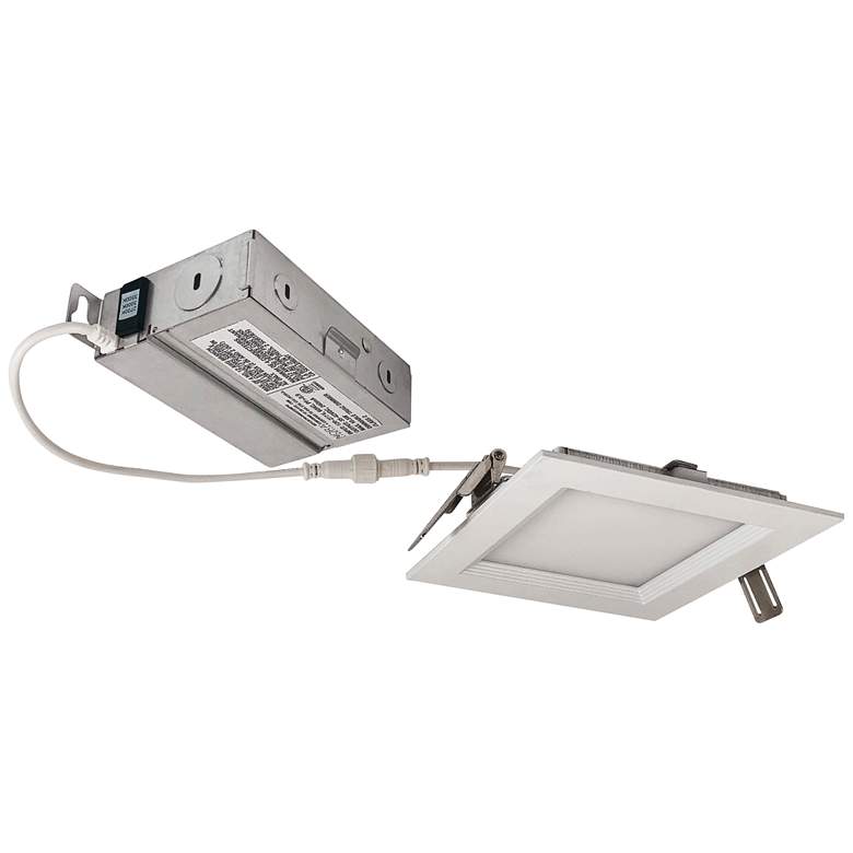 Image 1 E-Series Flin 4 inch White Square 3CCT LED Recessed Downlight