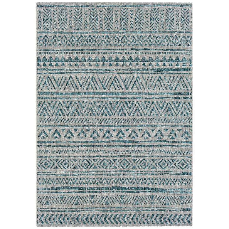 Image 2 Eagean EAG-2307 5&#39;3 inchx7&#39;7 inch Aqua and Gray Outdoor Area Rug