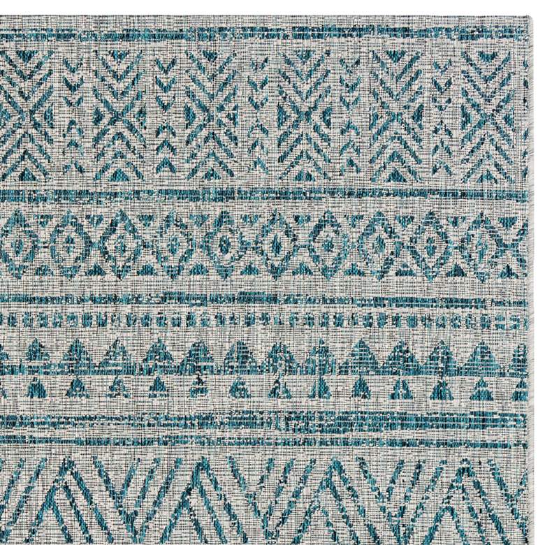 Image 3 Eagean EAG-2307 5'3"x7'7" Aqua and Gray Outdoor Area Rug more views