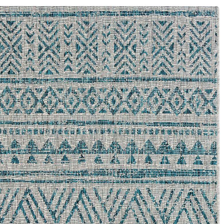 Image 3 Eagean EAG-2307 5&#39;3 inchx7&#39;7 inch Aqua and Gray Outdoor Area Rug more views