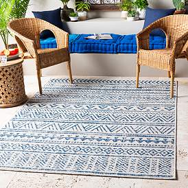 Image1 of Eagean EAG-2335 2'x2'11" Denim and White Outdoor Area Rug