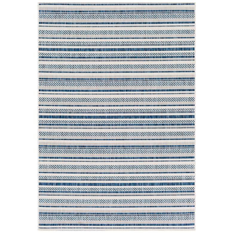 Image 2 Eagean EAG-2337 5'3"x7'7" Navy and White Outdoor Area Rug