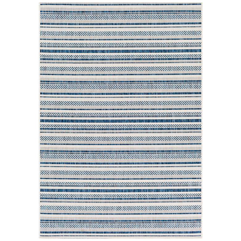 Image 2 Eagean EAG-2337 5'3"x7'7" Navy and White Outdoor Area Rug