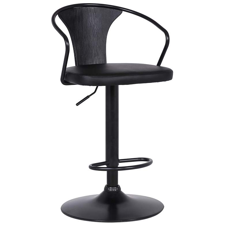 Image 1 Eagle Adjustable Swivel Barstool in Black Powder Coated, Black Faux Leather