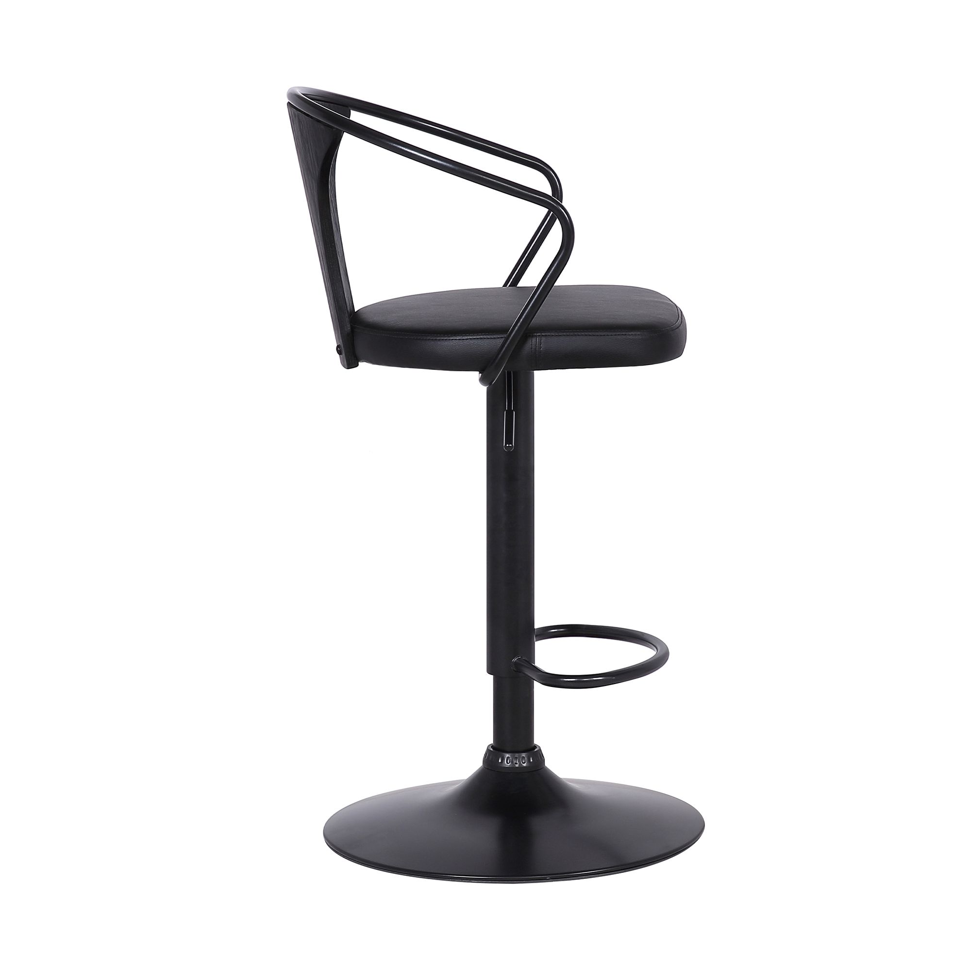 Image 3 Eagle Adjustable Swivel Barstool in Black Powder Coated, Black Faux Leather more views
