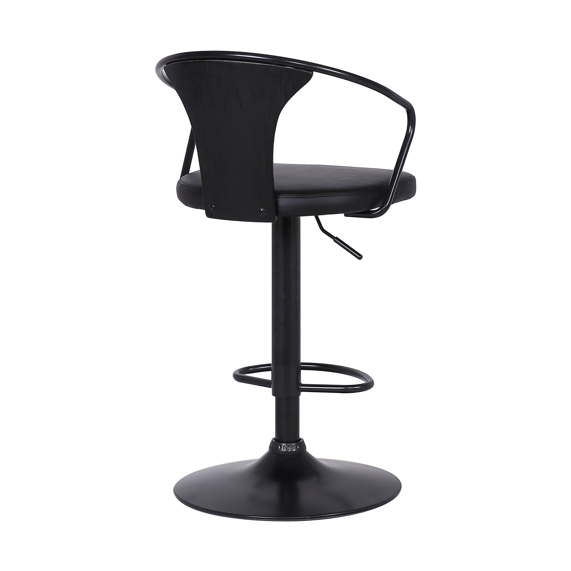 Image 4 Eagle Adjustable Swivel Barstool in Black Powder Coated, Black Faux Leather more views