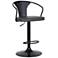 Eagle Adjustable Swivel Barstool in Black Powder Coated, Gray Faux Leather