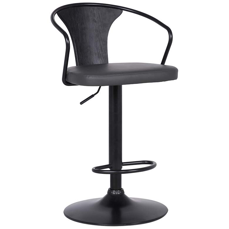 Image 1 Eagle Adjustable Swivel Barstool in Black Powder Coated, Gray Faux Leather