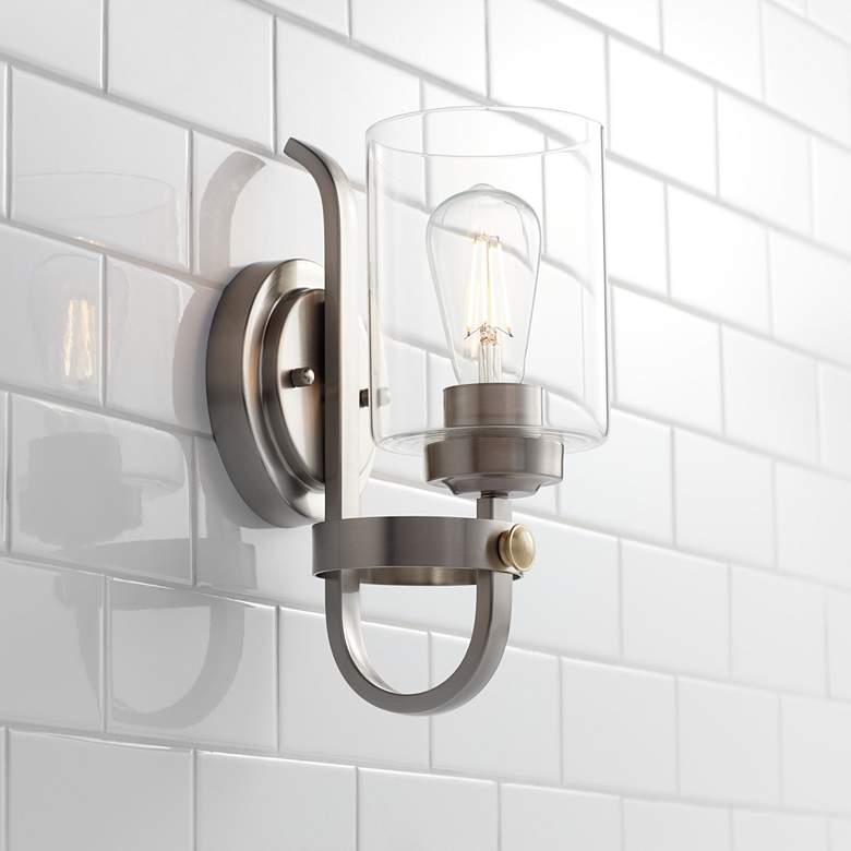 Image 1 Eagleton 12" High Brushed Nickel LED Wall Sconce