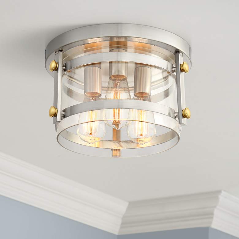 Image 1 Eagleton 13 1/2" Wide Brushed Nickel LED Ceiling Light