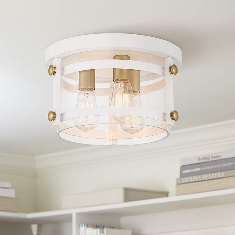 Image 1 Eagleton 13 1/2" Wide White 3-Light LED Ceiling Light