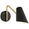 Eames 4.75" Wide Black with Antique Brushed Brass  LED Reading Light w