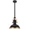 Eamon 13" Wide Matte Black and Brass Pendant Light
