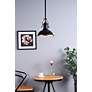 3_Eamon 13" Wide Matte Black and Brass Pendant Light more views