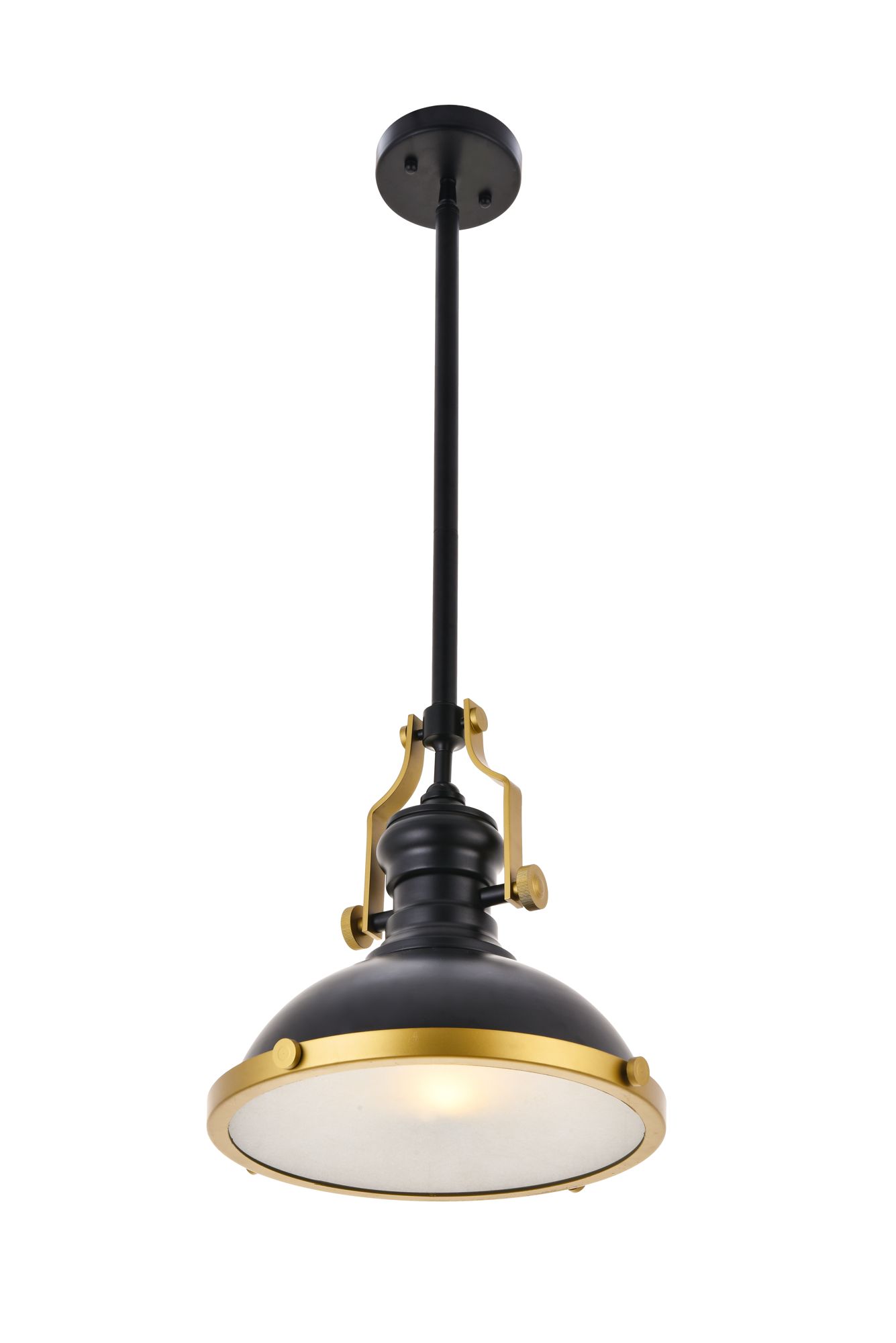 Eamon 13" Wide Matte Black and Brass Pendant Light