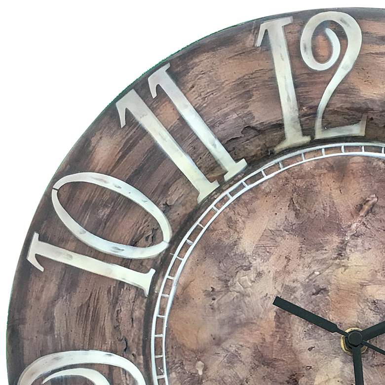 Image 3 Eangee 13" Round Distressed Brown Capiz Shell Wall Clock more views