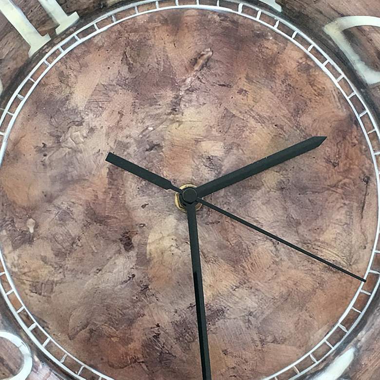 Image 4 Eangee 13" Round Distressed Brown Capiz Shell Wall Clock more views