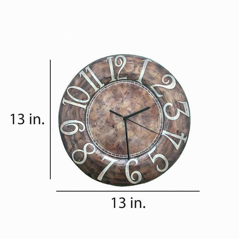 Image 5 Eangee 13" Round Distressed Brown Capiz Shell Wall Clock more views