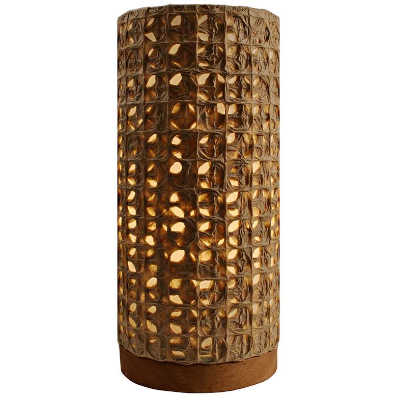 Image 1 Eangee 13 inchH Paper Cylinder Mesh Hand-Made Small Table Lamp