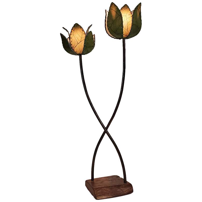 Image 1 Eangee 44 inch High Green Lotus Flower Floor Lamp