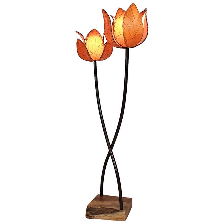 Image 1 Eangee 44 inch High Orange Lotus Flower Floor Lamp