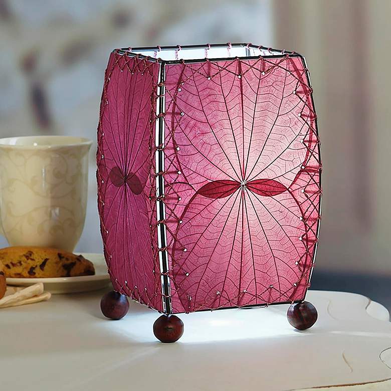 Image 1 Eangee 8 inch high Mini Square Purple Accent Lamp