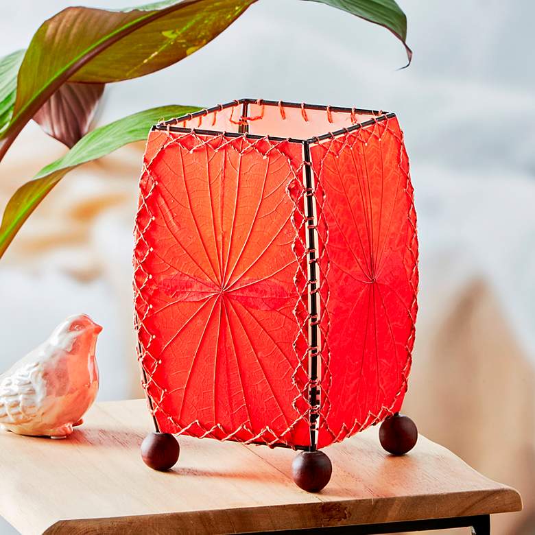 Image 1 Eangee 8" high Mini Square Red Accent Lamp