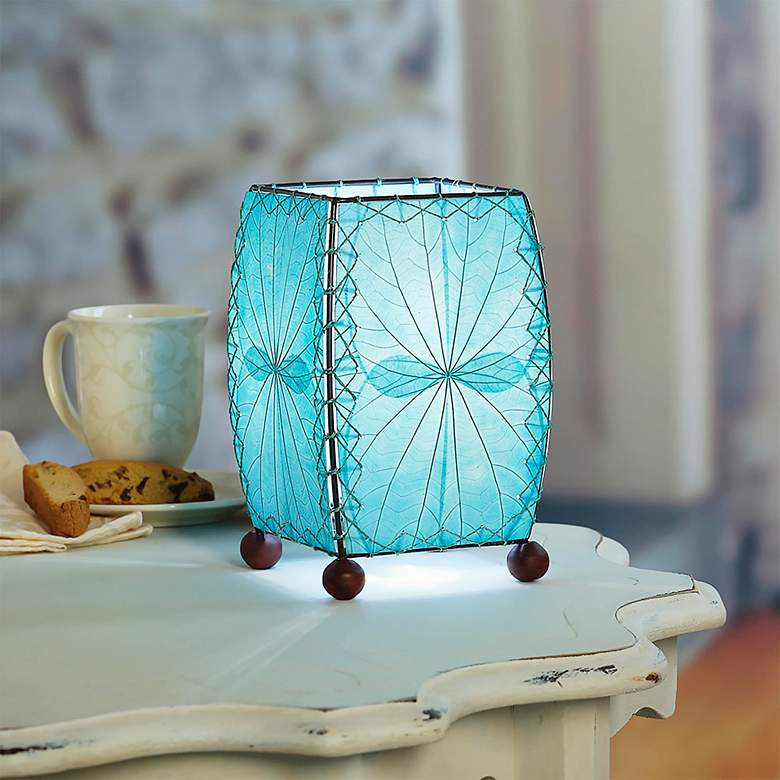 Eangee 8&quot; High Mini Square Sea Blue Accent Lamp more views