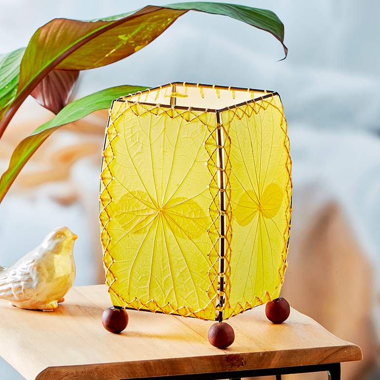 Image 1 Eangee 8" High Mini Square Yellow Accent Lamp