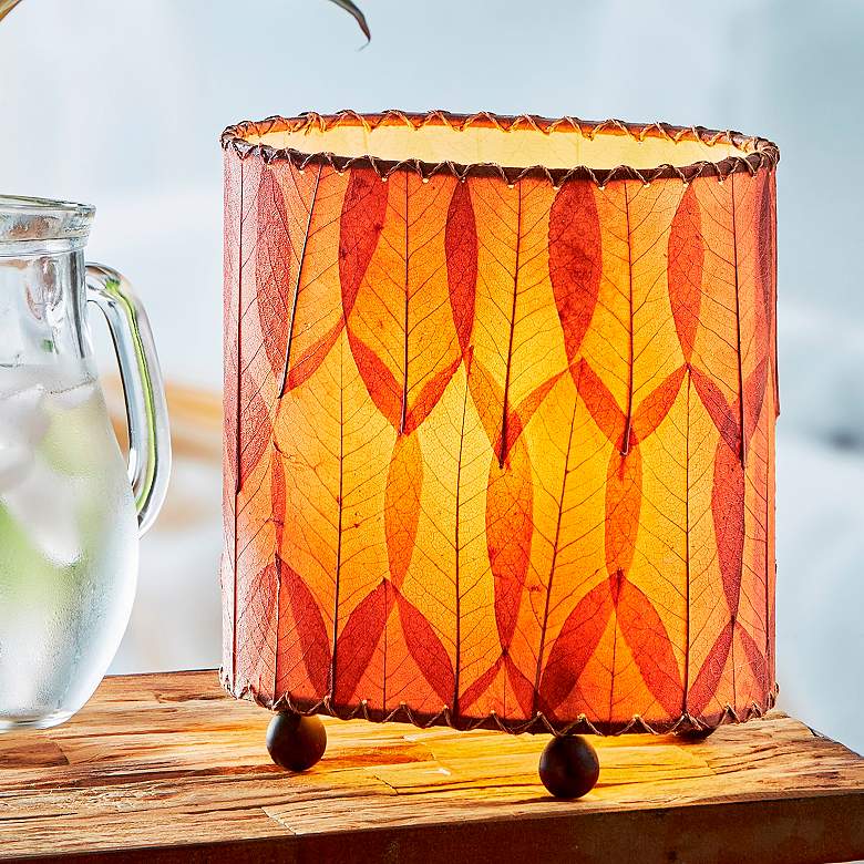 Image 1 Eangee 9 inchH Guyabano Burgundy Mini Uplight Accent Table Lamp