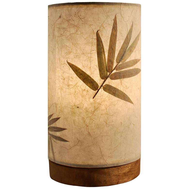 Image 1 Eangee 9"H Paper Cylinder Bamboo Mini Accent Table Lamp
