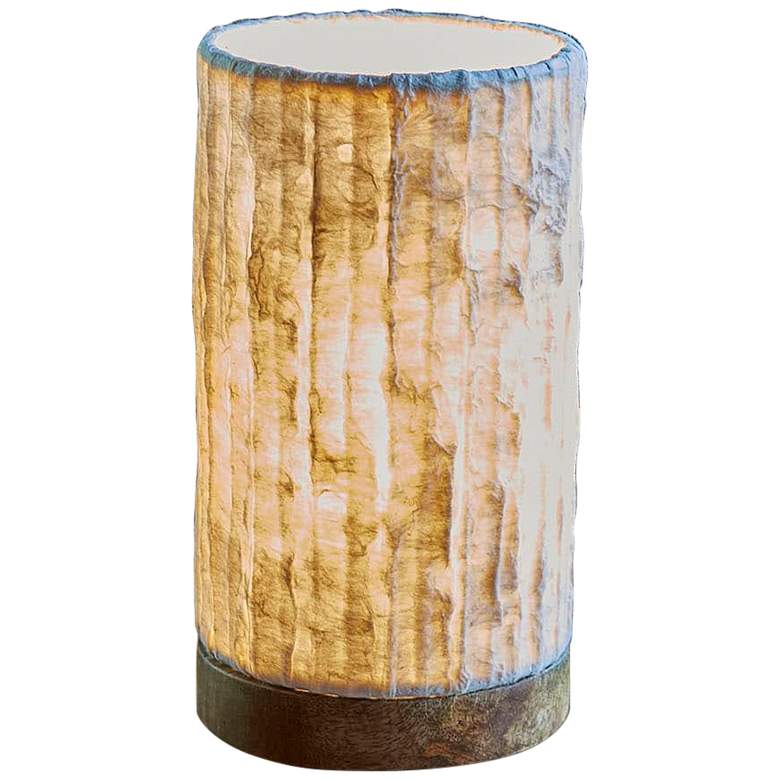 Image 2 Eangee 9"H Paper Cylinder Lines Mini Accent Table Lamp