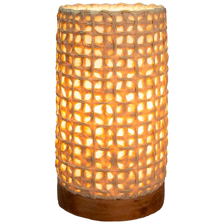 Image 2 Eangee 9 inchH Paper Cylinder Mesh Mini Accent Table Lamp