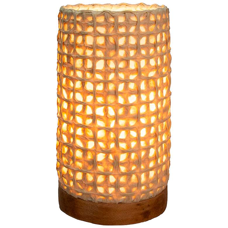 Image 2 Eangee 9"H Paper Cylinder Mesh Mini Accent Table Lamp