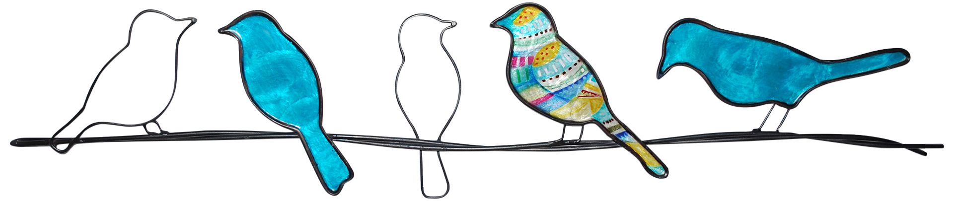 Image 2 Eangee Birds On A Wire 29" Wide Blue Capiz Shell Wall Decor