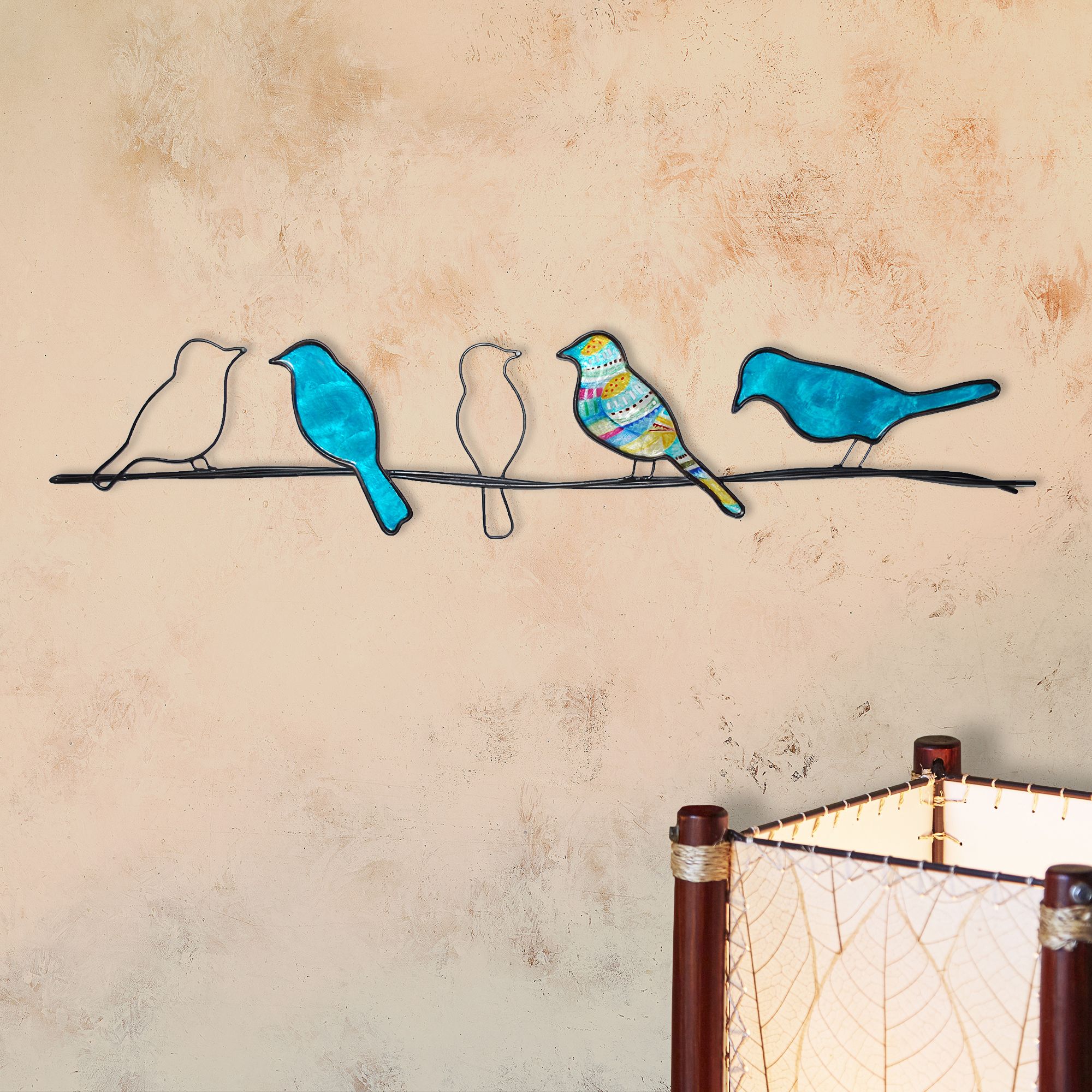 Image 4 Eangee Birds On A Wire 29" Wide Blue Capiz Shell Wall Decor more views