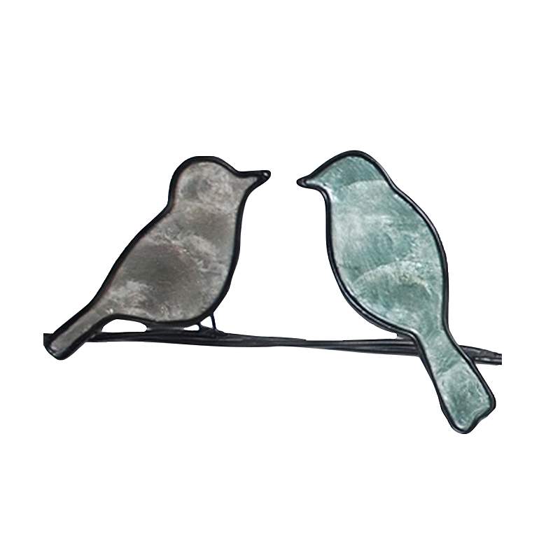 Image 3 Eangee Birds On A Wire 29 inch Wide Green Capiz Shell Wall Art more views
