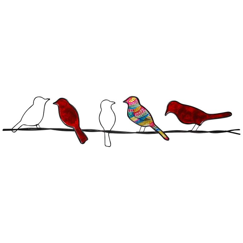 Image 2 Eangee Birds On A Wire 29 inch Wide Red Capiz Shell Wall Decor