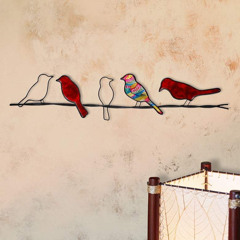 Image 1 Eangee Birds On A Wire 29" Wide Red Capiz Shell Wall Decor