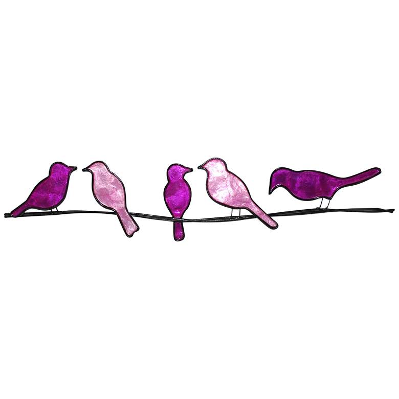 Image 2 Eangee Birds On A Wire 29"W Purple Capiz Shell Wall Decor