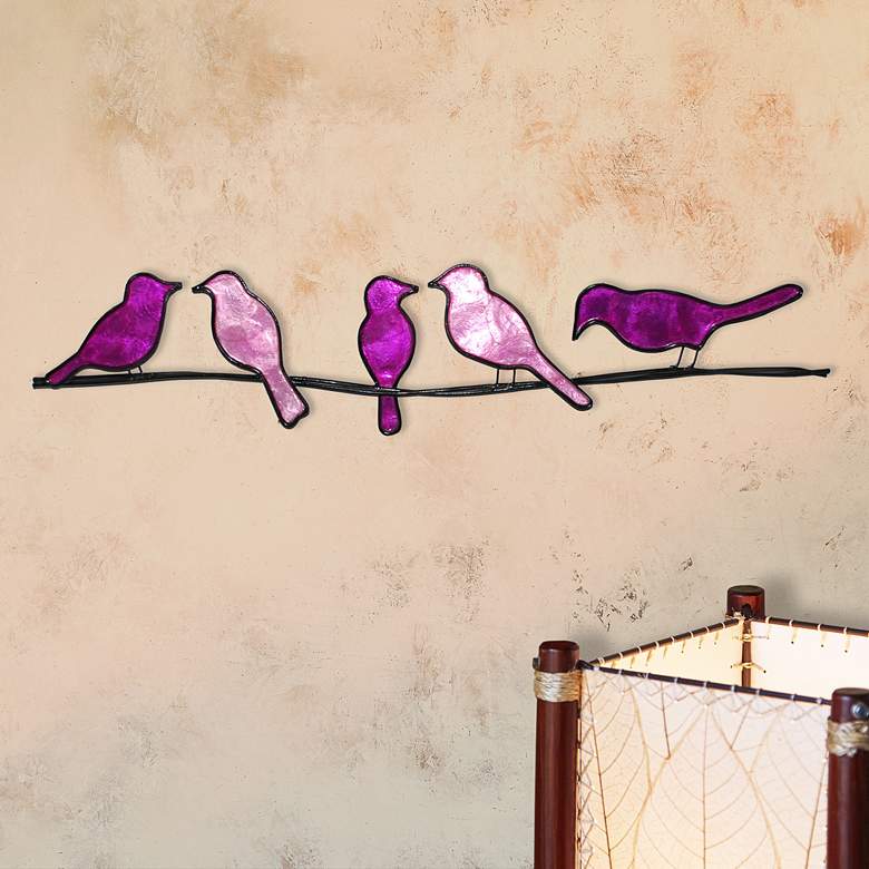 Image 1 Eangee Birds On A Wire 29 inchW Purple Capiz Shell Wall Decor