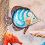 Eangee Blue Swirl Fish 12"W Capiz Shell Coastal Wall Decor