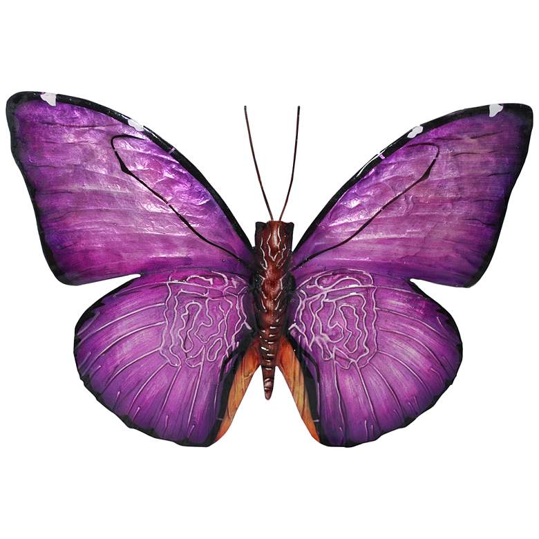Image 1 Eangee Butterfly 11" Wide Purple Capiz Shell Wall Decor