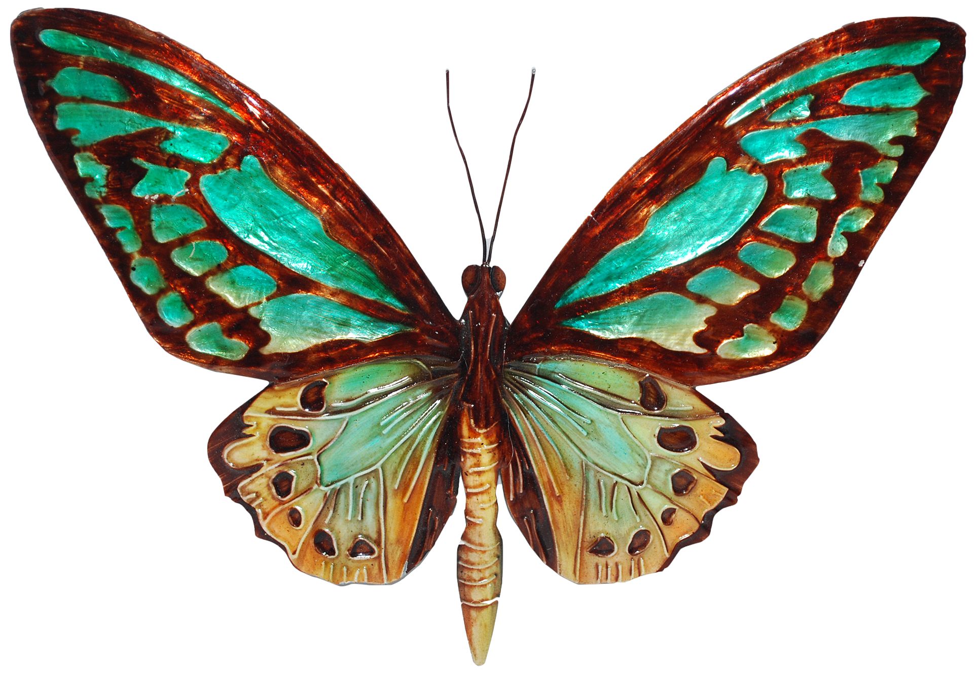 Image 2 Eangee Butterfly 11"W Aqua and Gold Capiz Shell Wall Decor