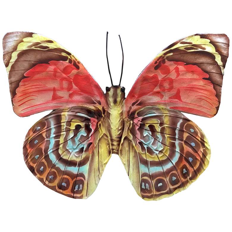 Eangee Butterfly 11 inchW Red Multi-Color Capiz Shell Wall Decor
