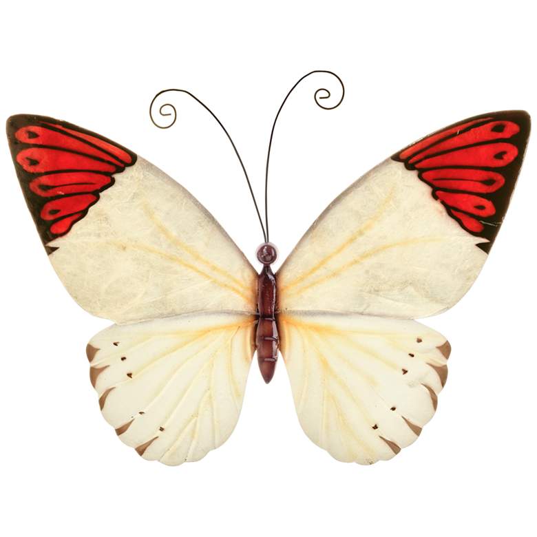 Image 1 Eangee Butterfly 12" Wide Red Tipped Capiz Shell Wall Decor