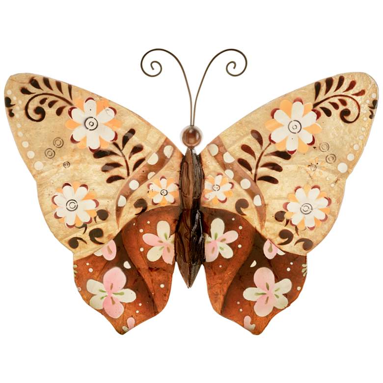 Image 2 Eangee Butterfly 12 inchW Brown Flower Capiz Shell Wall Decor