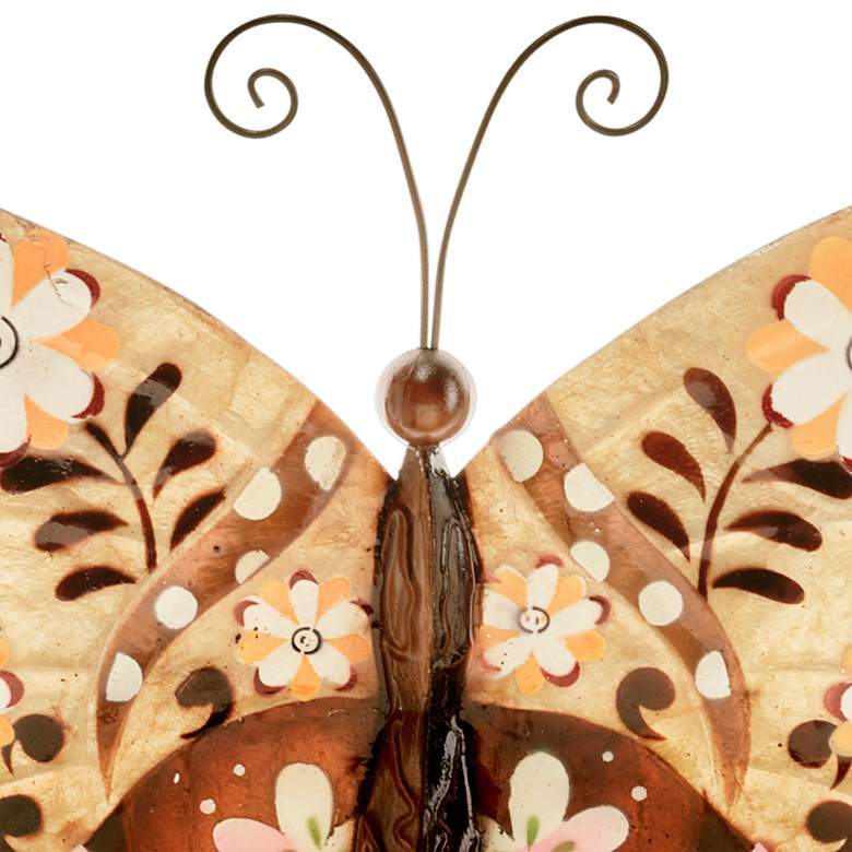 Image 3 Eangee Butterfly 12 inchW Brown Flower Capiz Shell Wall Decor more views
